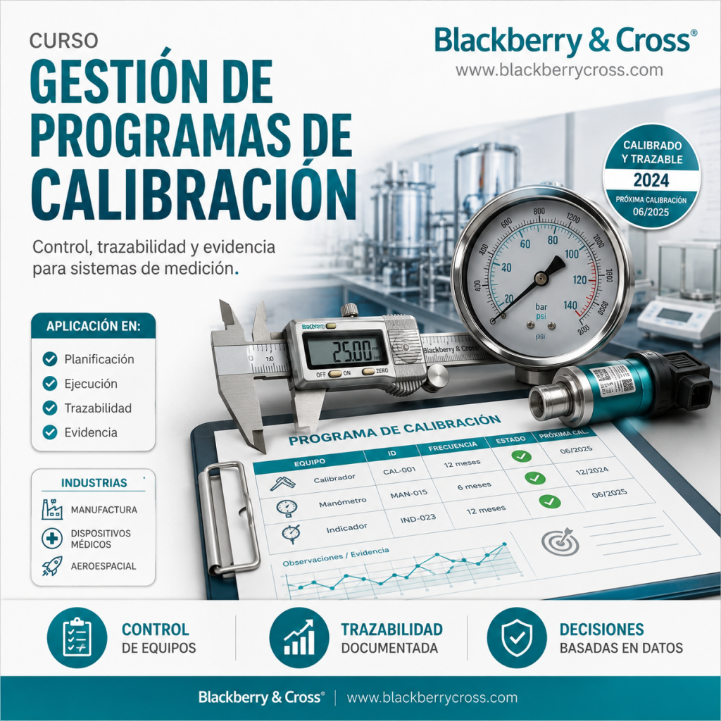 Curso Gestión de Programas de Calibración para ingeniería de calidad, metrología industrial y sistemas de medición.